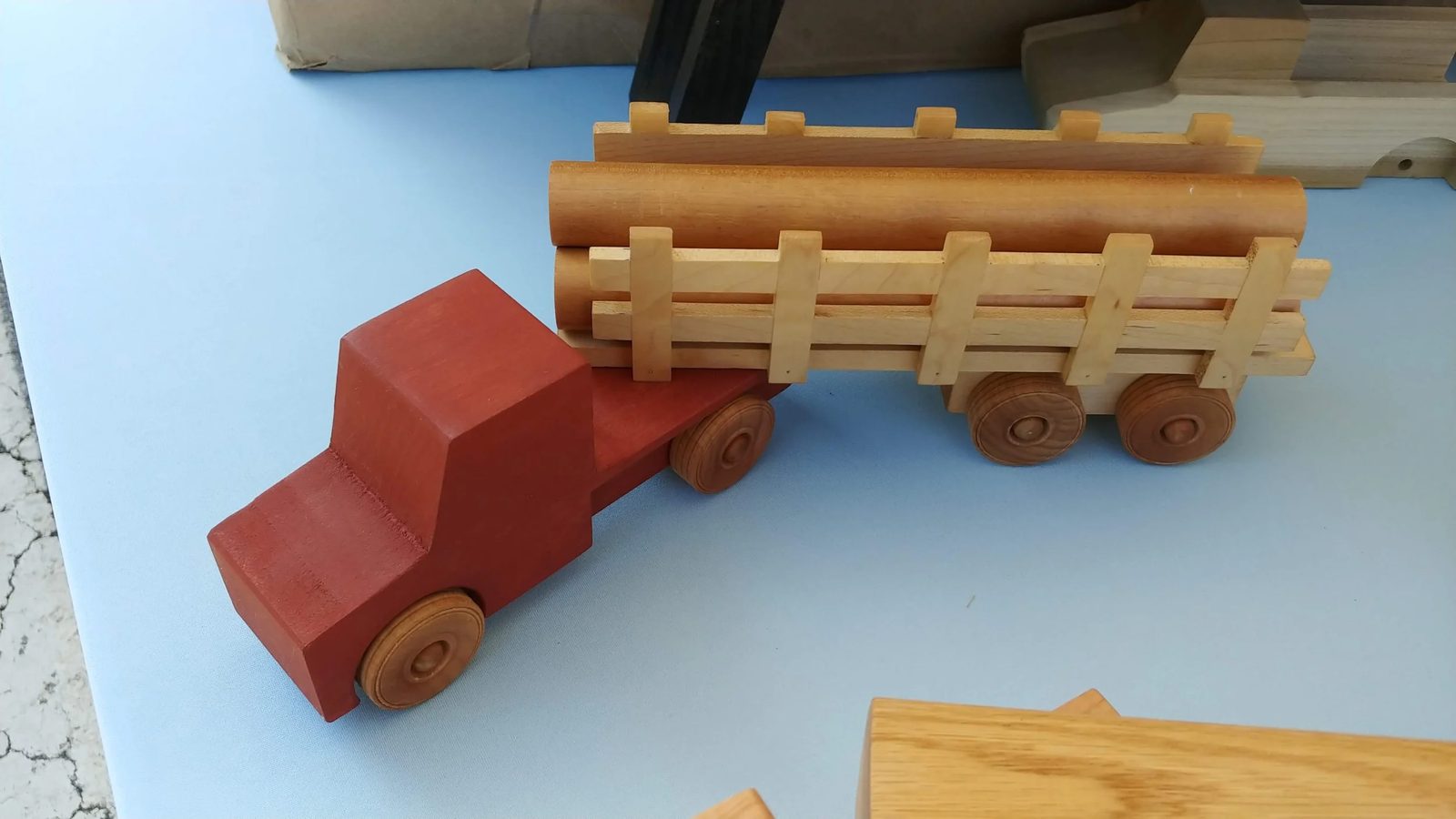 A handmade wooden toy
