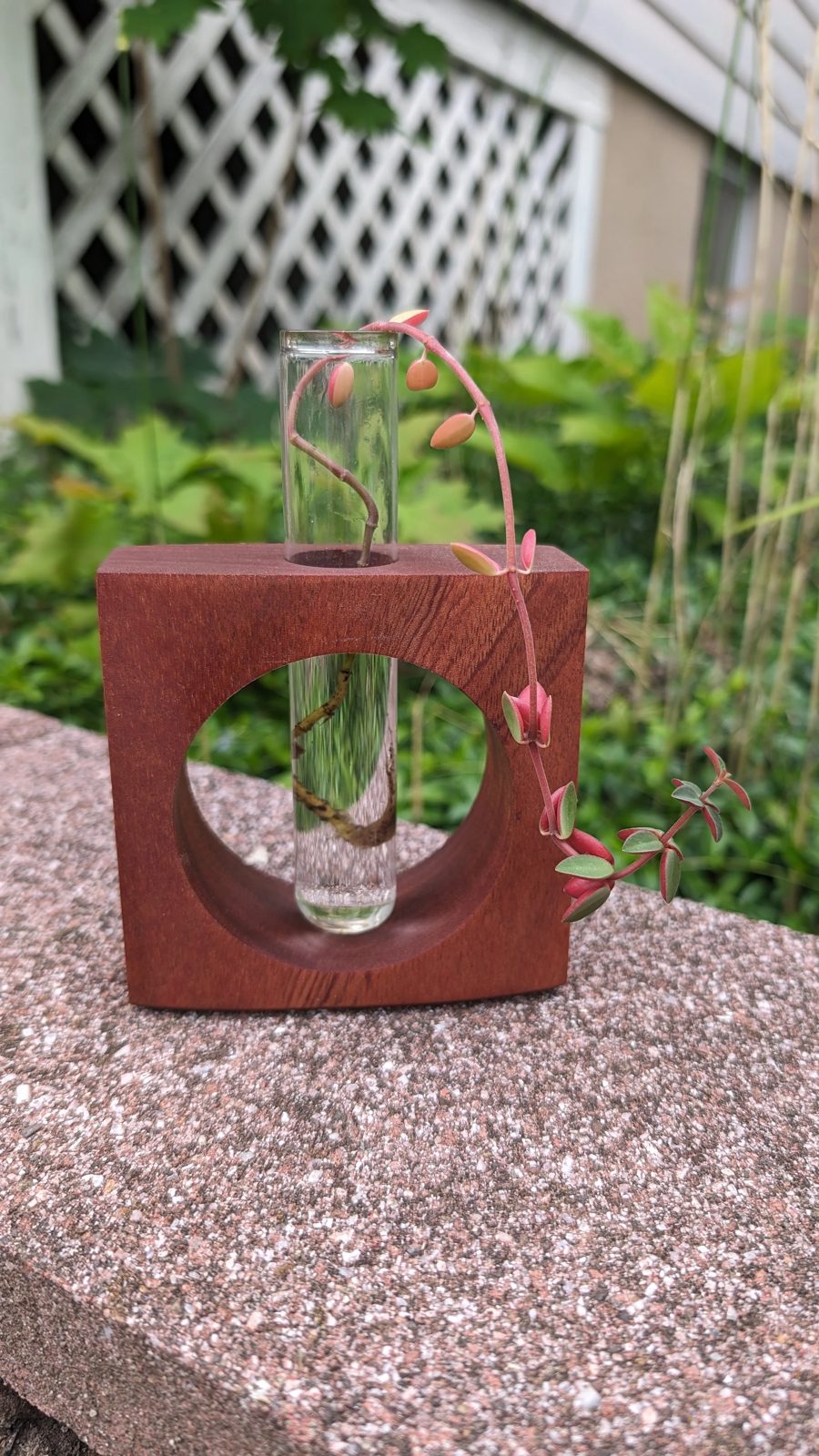 A small hardwood bud vase