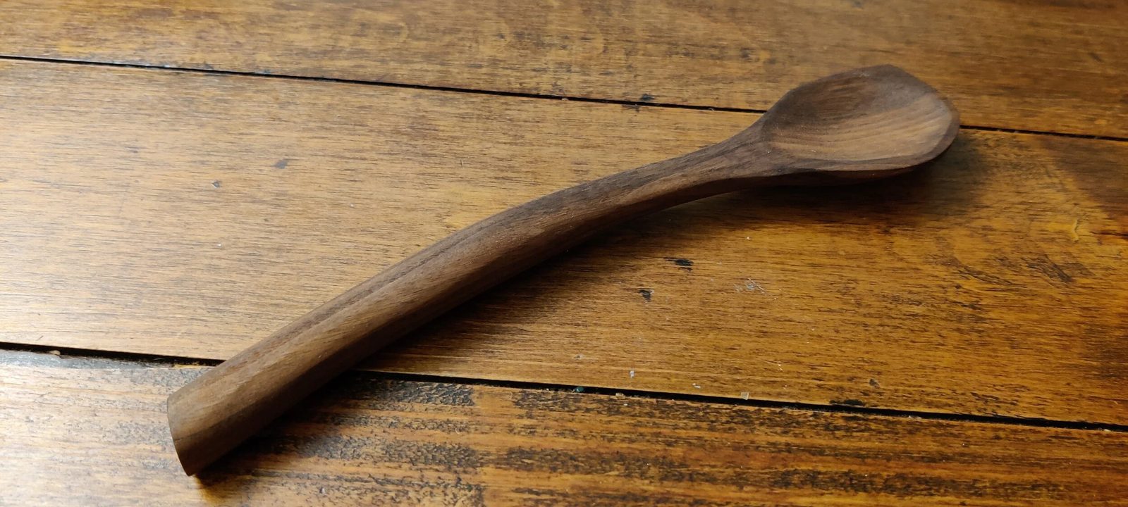 A hand-carved wooden spoon