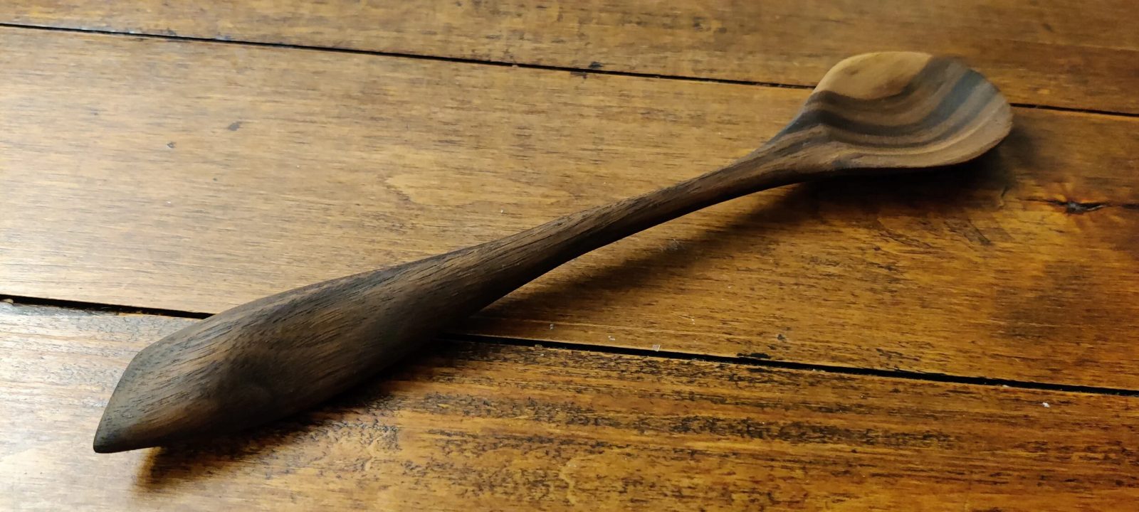 A hand-carved wooden spoon