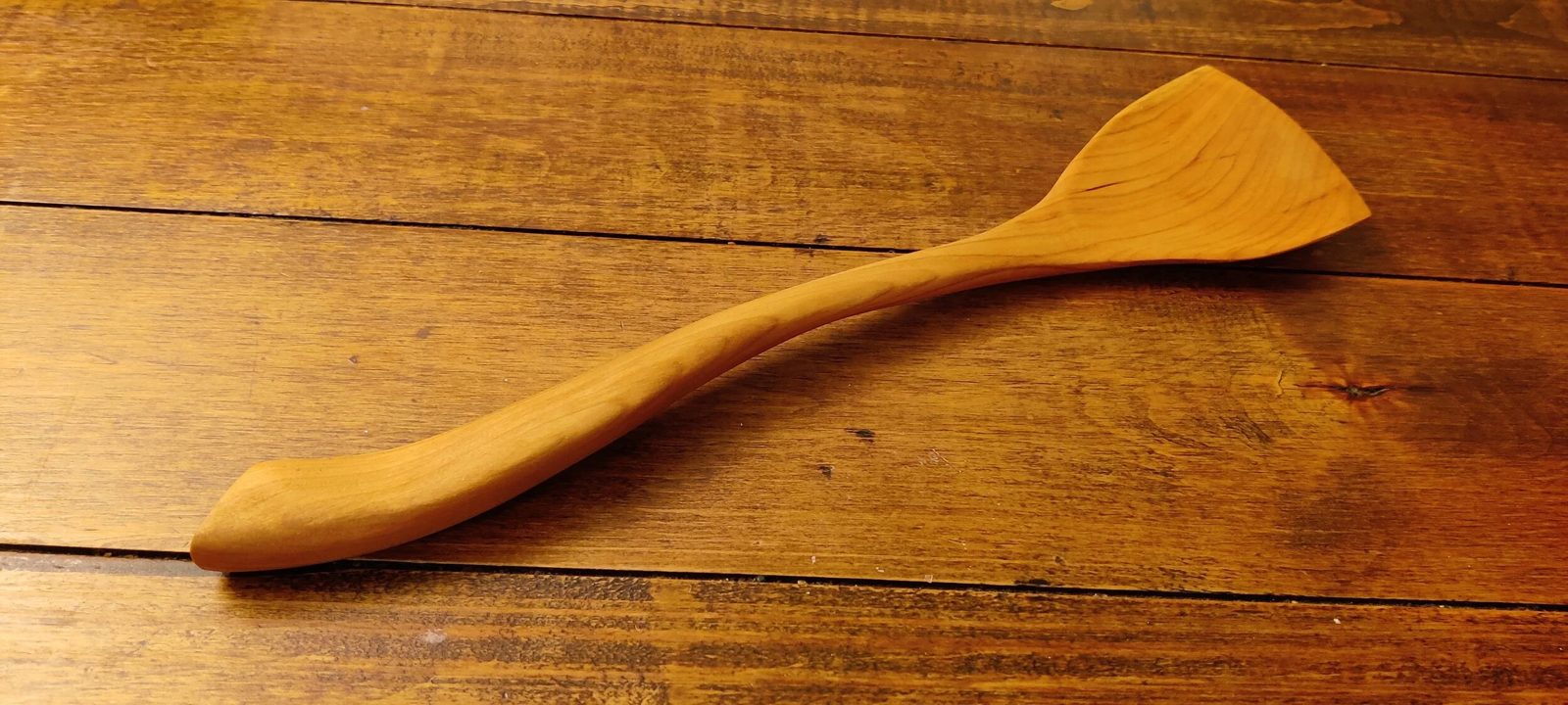 A hand-carved wooden spoon
