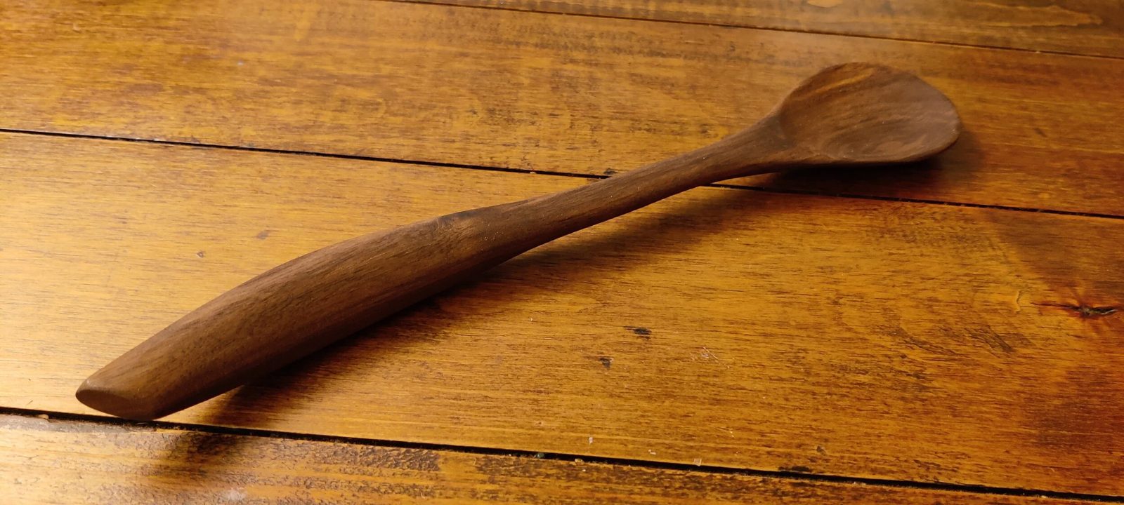 A hand-carved wooden spoon