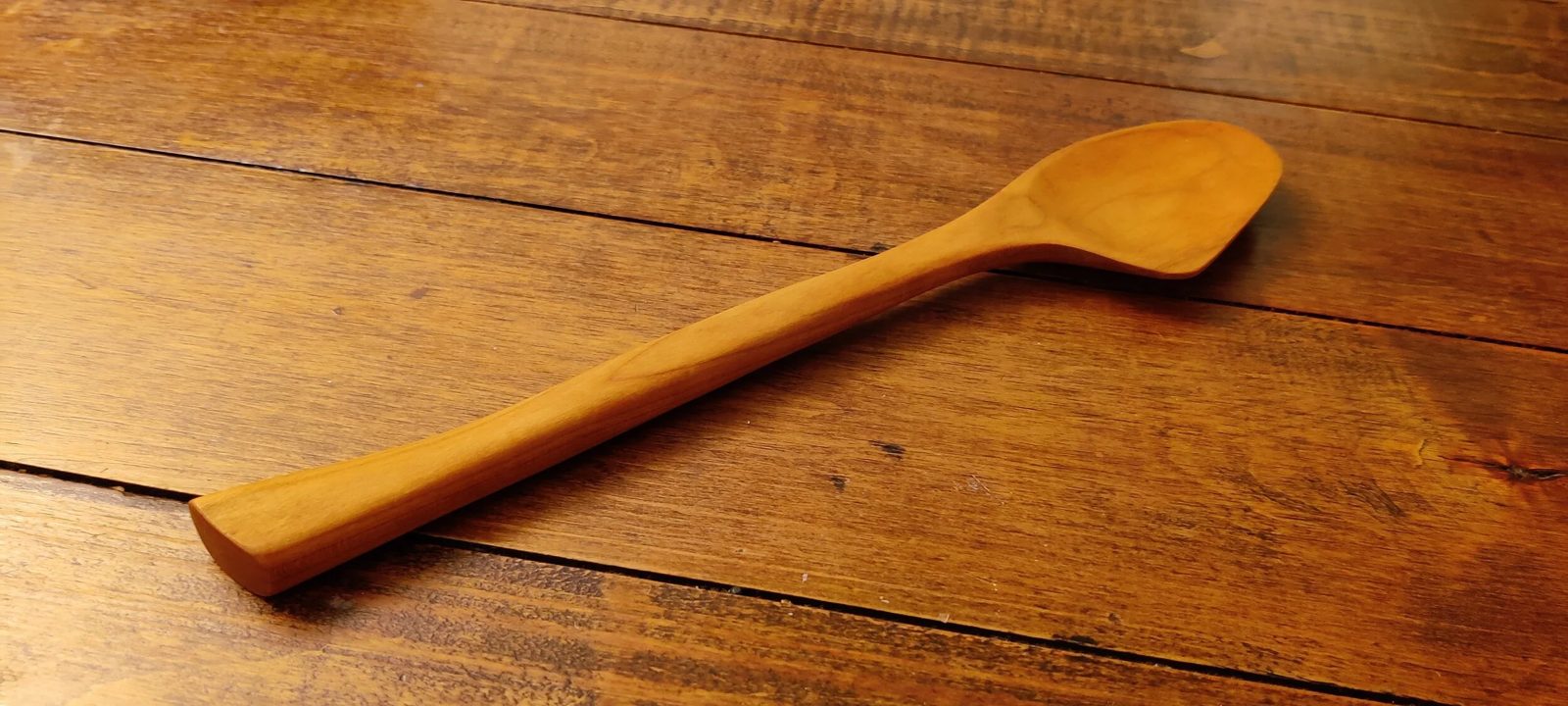 A hand-carved wooden spoon