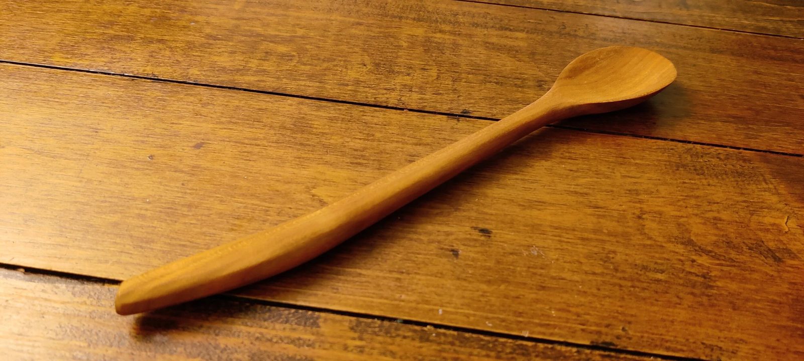 A hand-carved wooden spoon