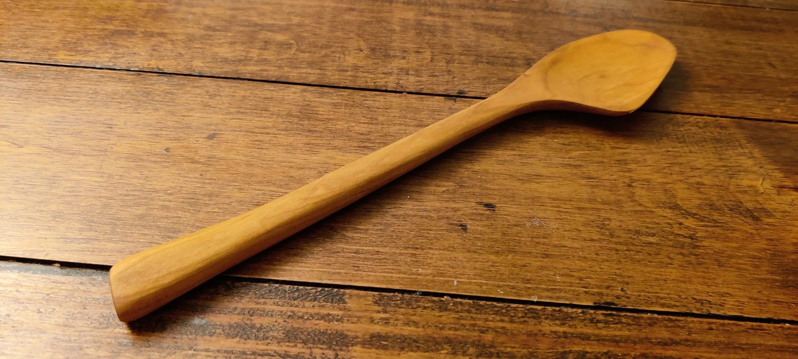 A hand-carved wooden spoon